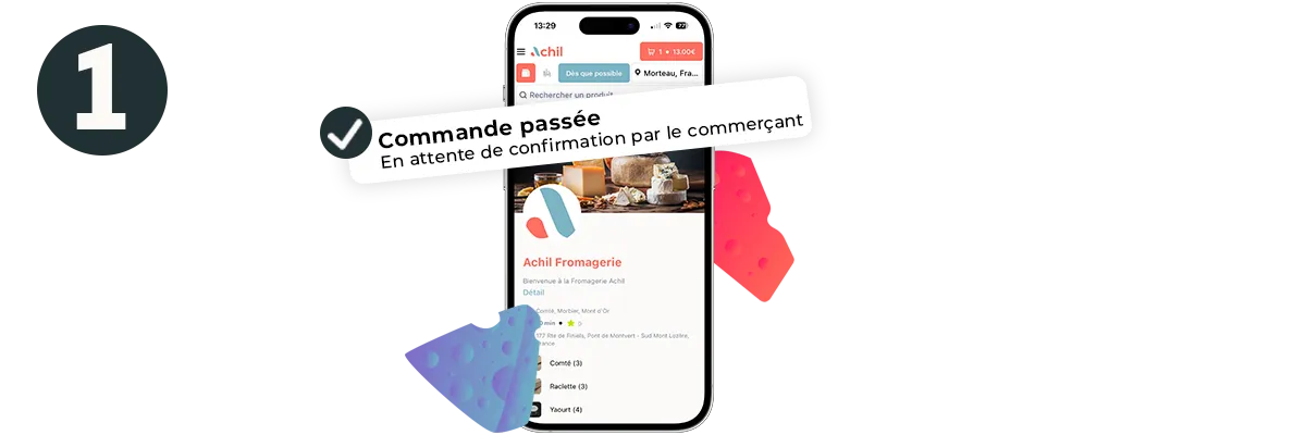 Etape 1 du click and collect : commande passée, en attente de confirmation par le commerçant.