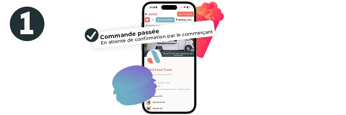 Etape 1 du click and collect : commande passée, en attente de confirmation par le commerçant.