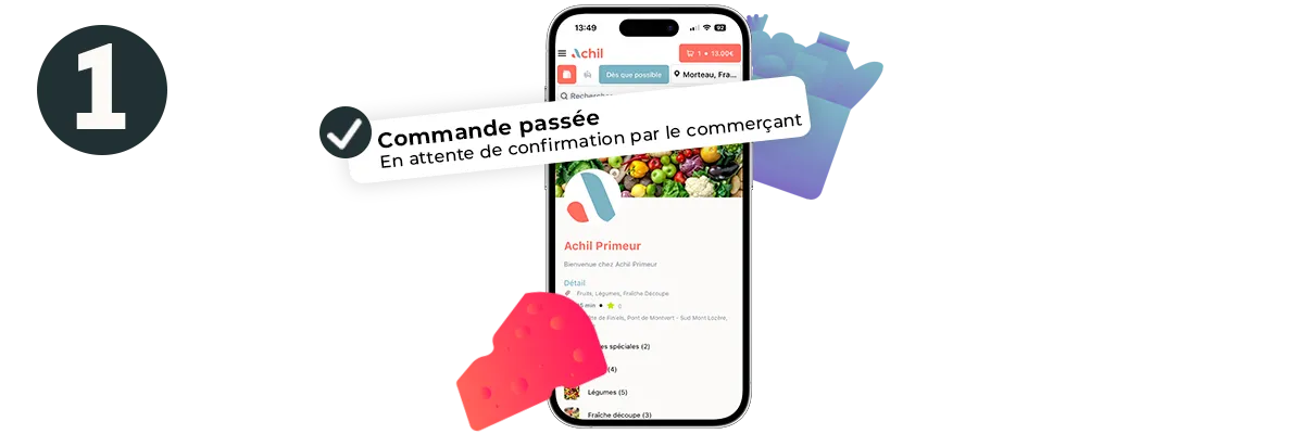 Etape 1 du click and collect : commande passée, en attente de confirmation par le commerçant.