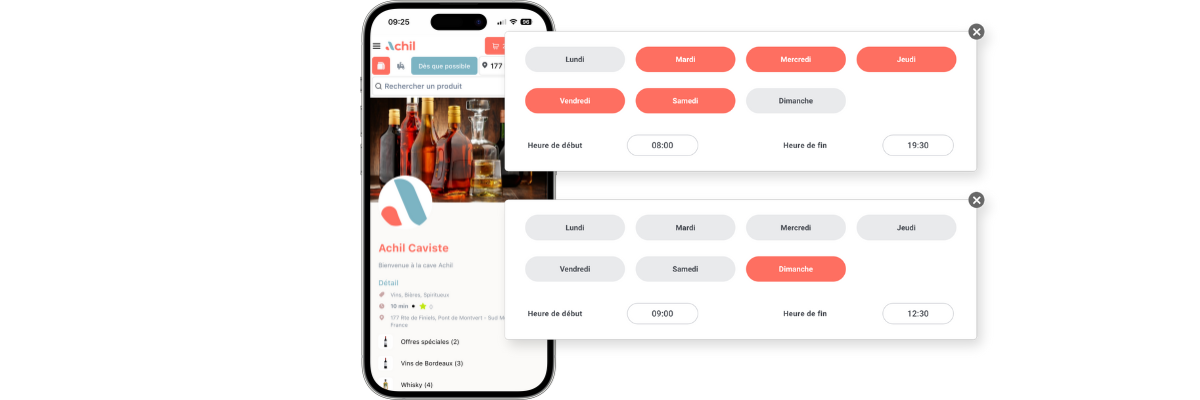Définissez les horaires d'ouverture de la boutique en ligne de votre cave à vin-mobile