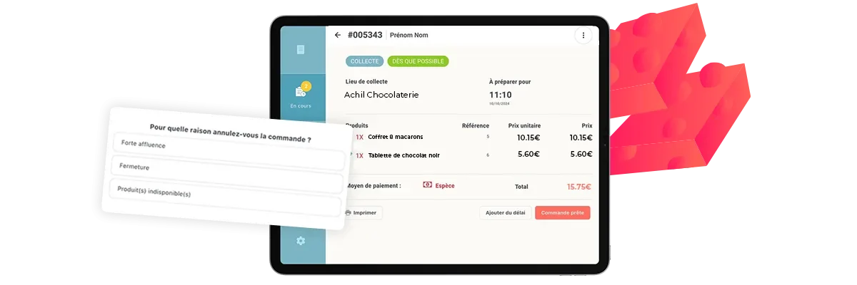 annuler une commande en ligne chocolaterie mobile