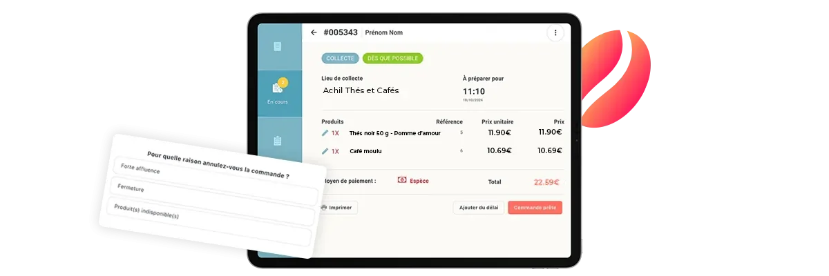 annuler une commande en ligne thés et cafés-mobile