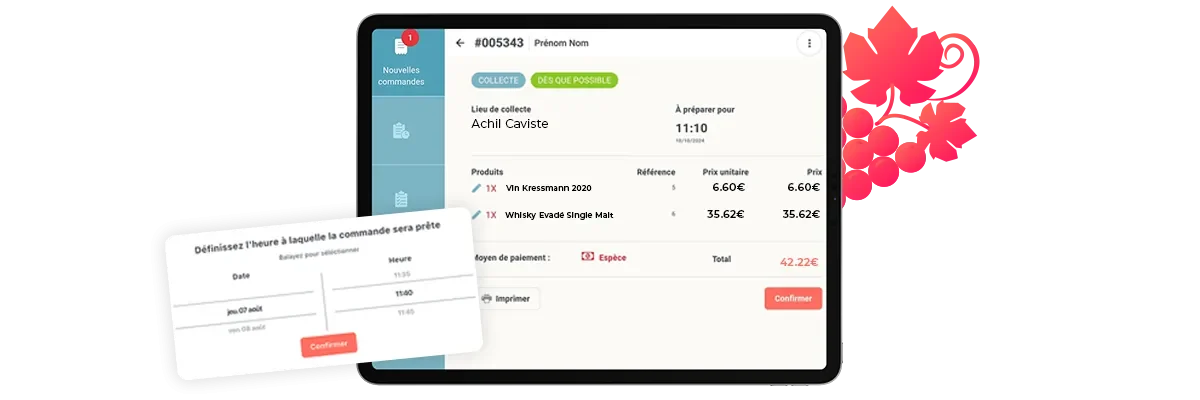 détail d'une commande en ligne d'un caviste pour confirmer