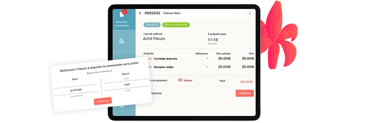 confirmez une commande en ligne fleuriste-mobile