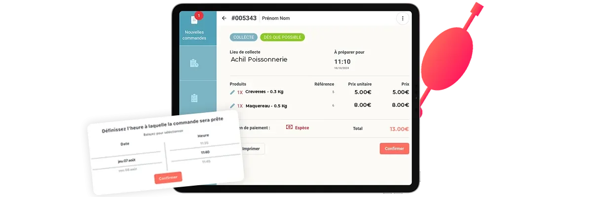 confirmez une commande en ligne poissonnerie-r