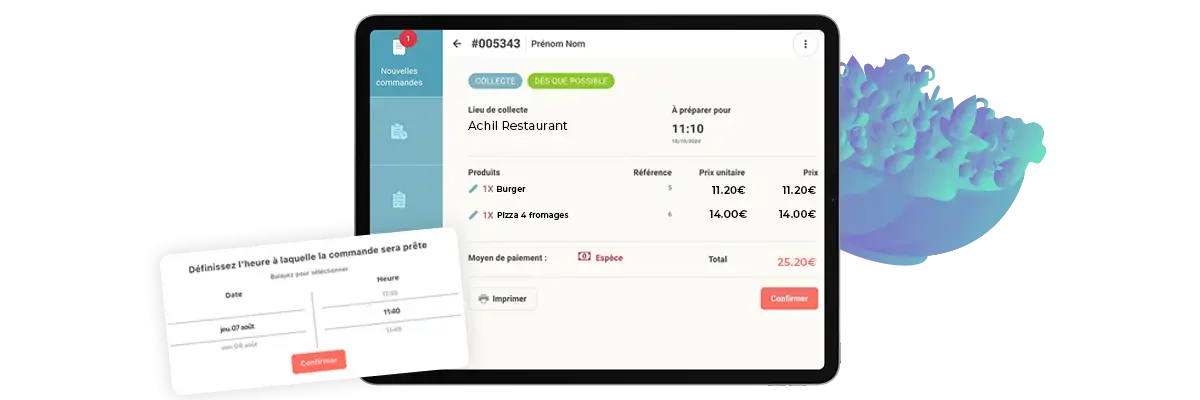 Mockup d'une tablette illustrant le fait de confirmer une commande en ligne
