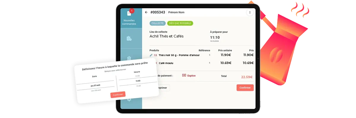 confirmez une commande en ligne thés et cafés