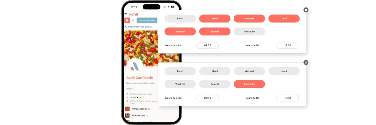 horaires d'ouverture d'une boutique en ligne d'une confiserie copie