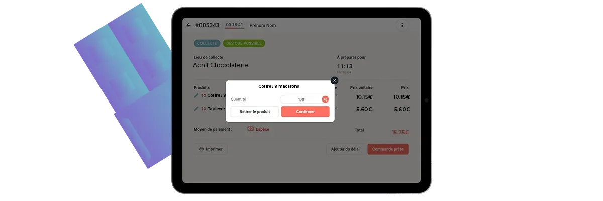 modifiez une commande en ligne chocolaterie-mobile