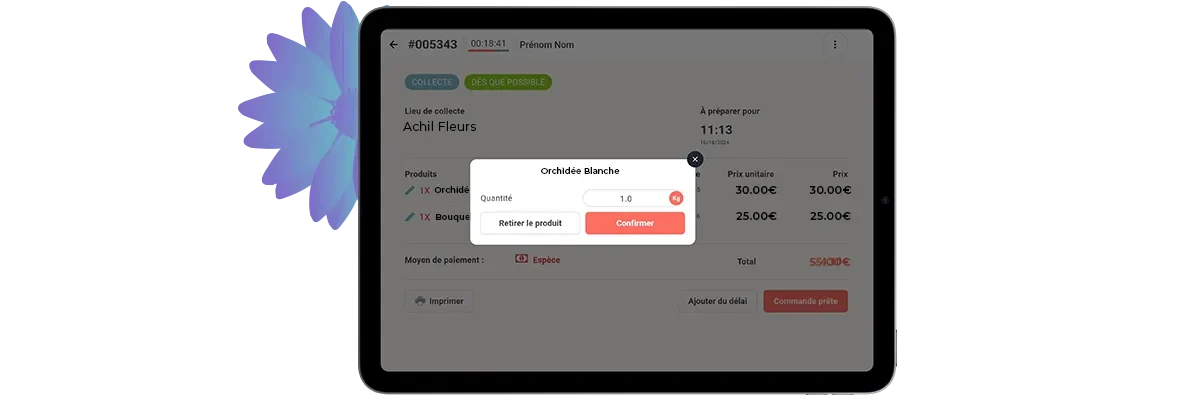 modifiez une commande en ligne fleuriste-mobile