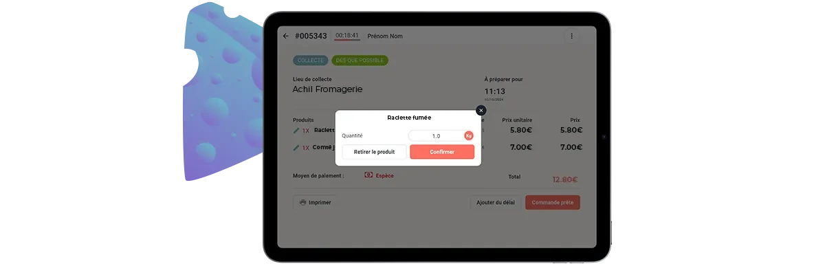 détail de comment modifier une commande en ligne d'une fromagerie