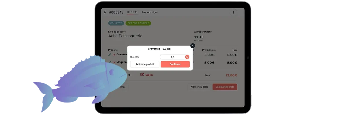 modifiez une commande en ligne poissonnerie-r