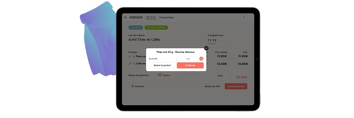 modifiez une commande en ligne thés et cafés-mobile